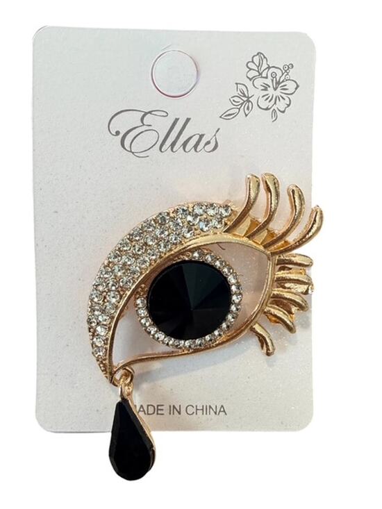 Ellas Jewelry - The "Gilded Onyx Iris" Brooch